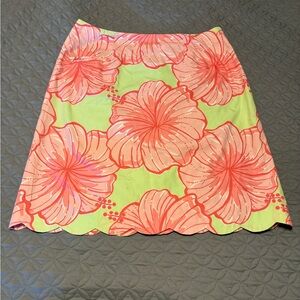 Lilly Pulitzer Hibiscus Mini Skirt in Pink and Green Size 12